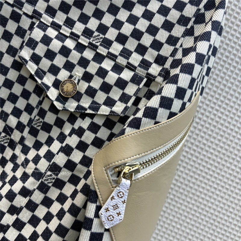 l0vis Vvtt0n lv stand collar checkerboard short jacket