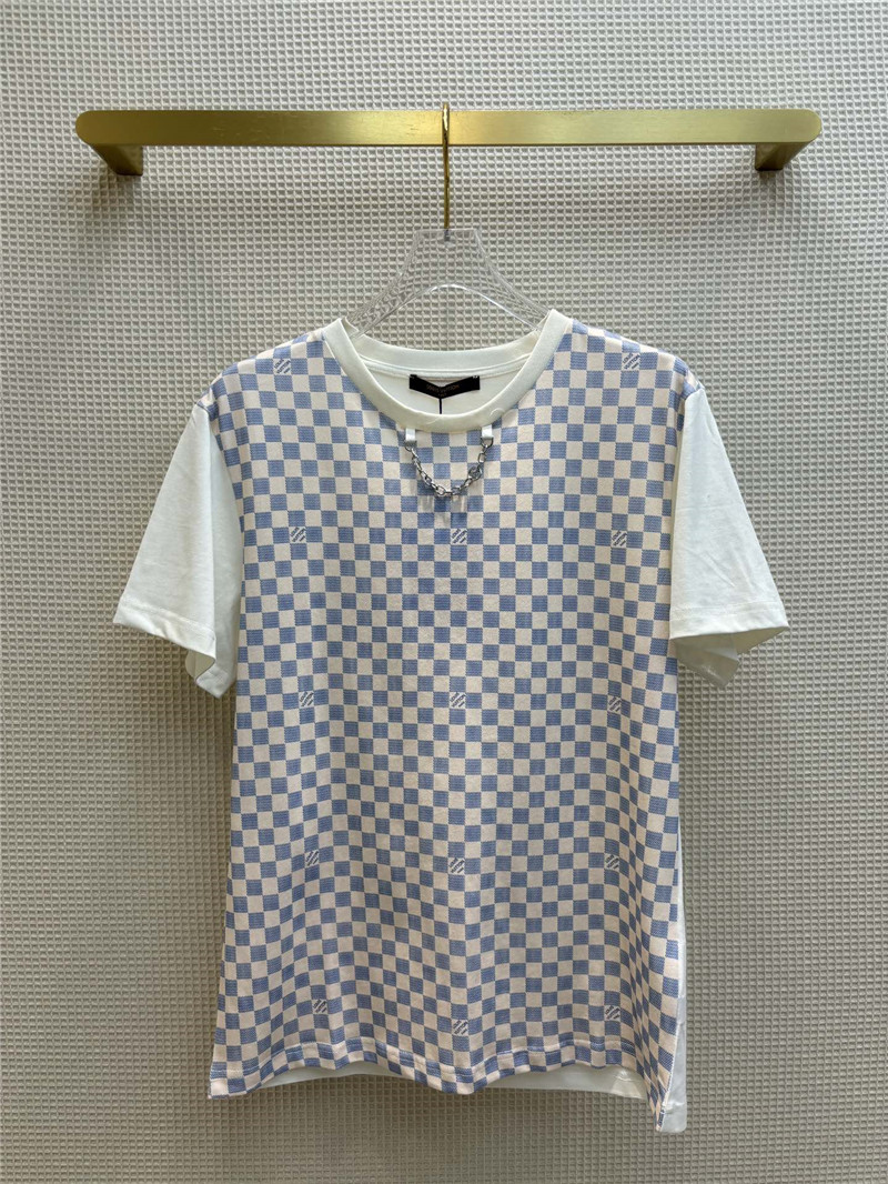 louis vuitton LV checkerboard short-sleeved T-shirt