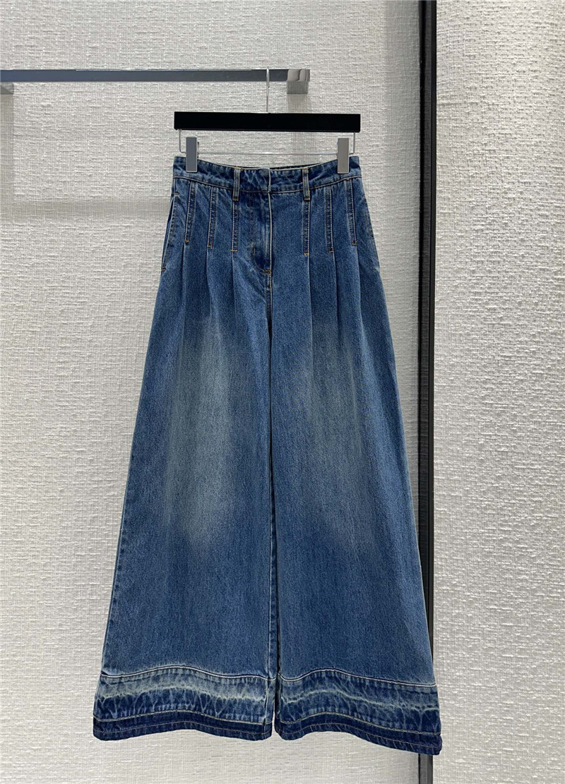 valentino gradient color block denim wide leg pants