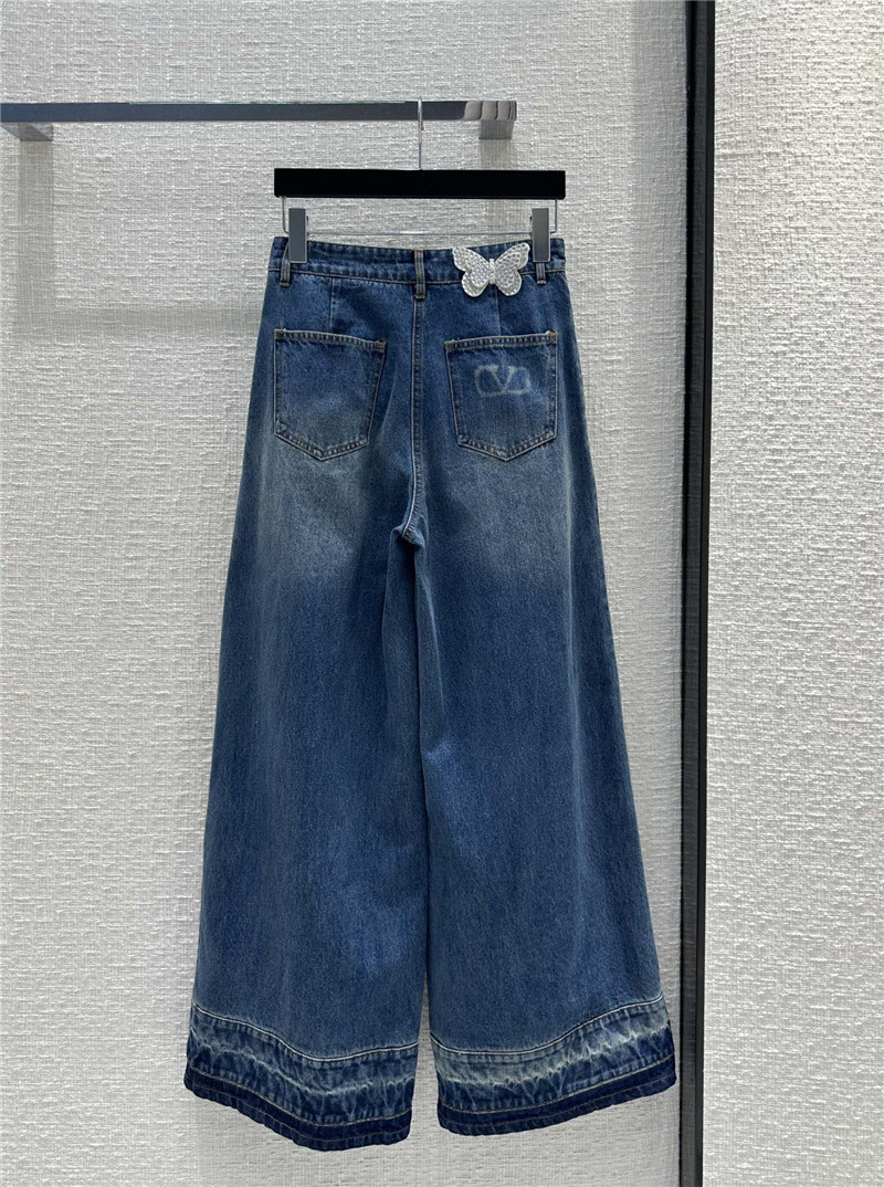 Va1e*ntin0 gradient color block denim wide leg pants