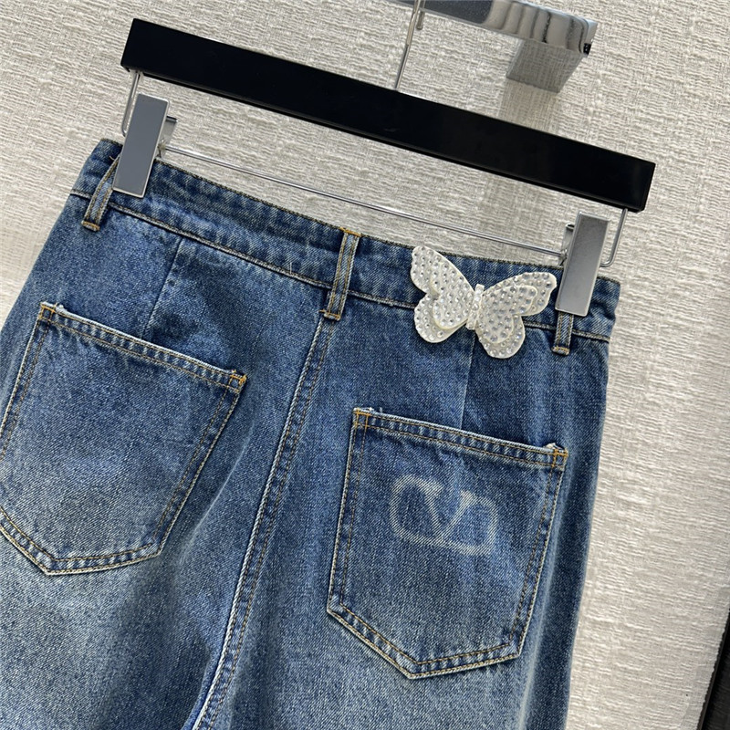 Va1e*ntin0 gradient color block denim wide leg pants