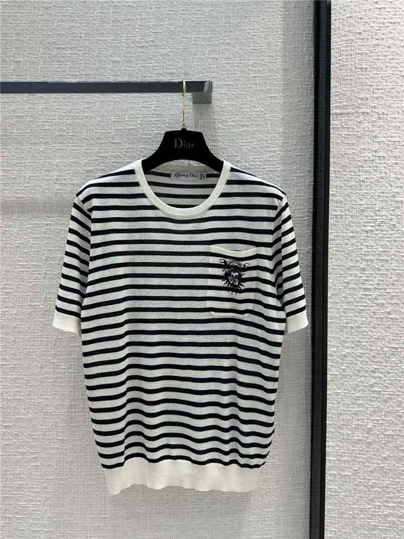 dior navy sunflower print linen sweater