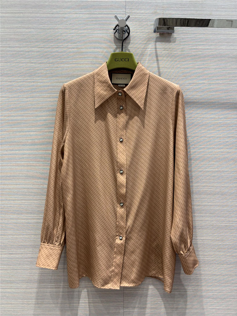 Gucci GG fine logo print silk shirt