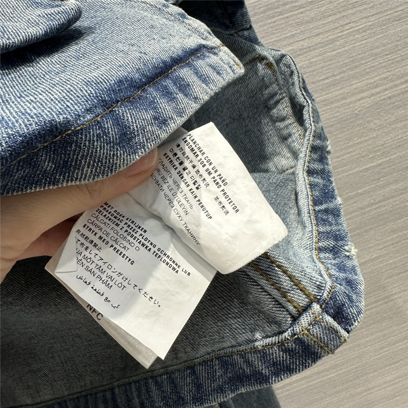 Pra*a work pocket enzyme washed nostalgic denim jacket