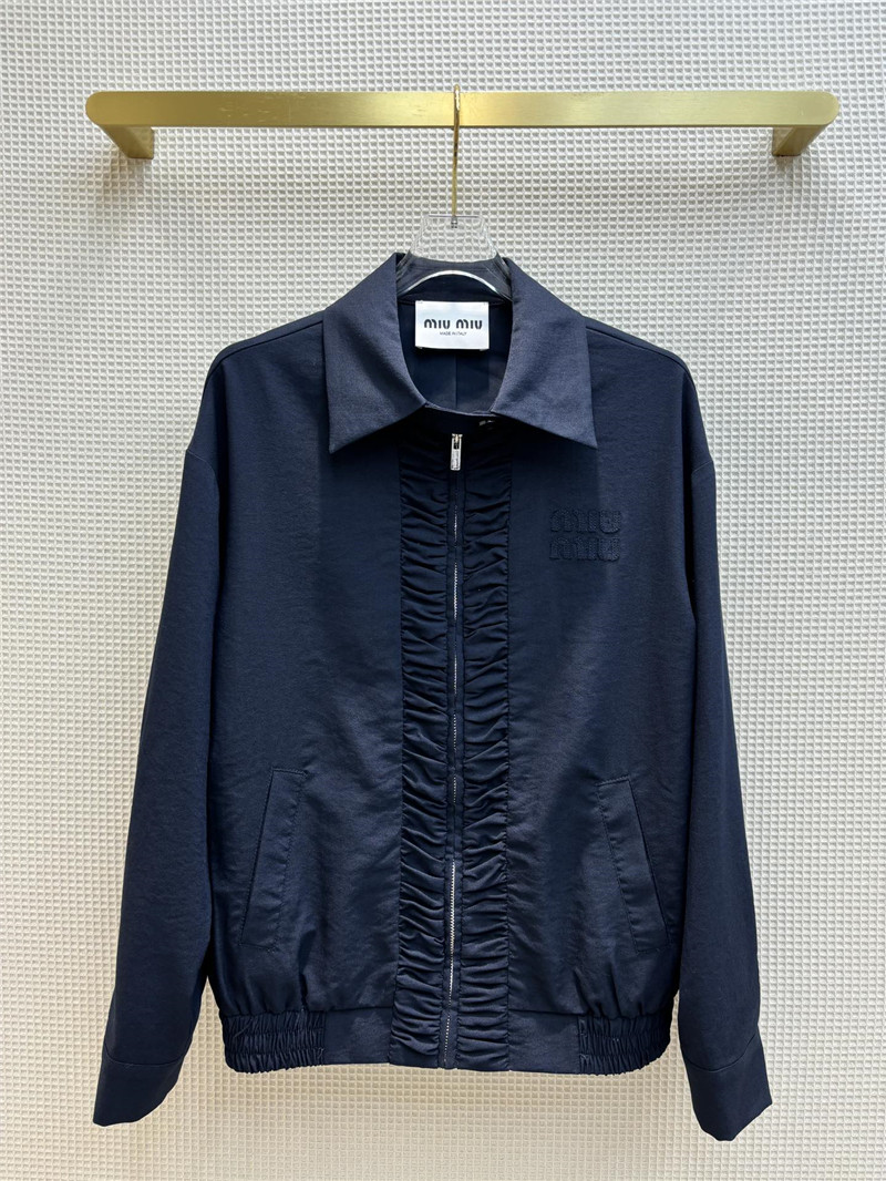 miumiu stand collar silk cotton jacket