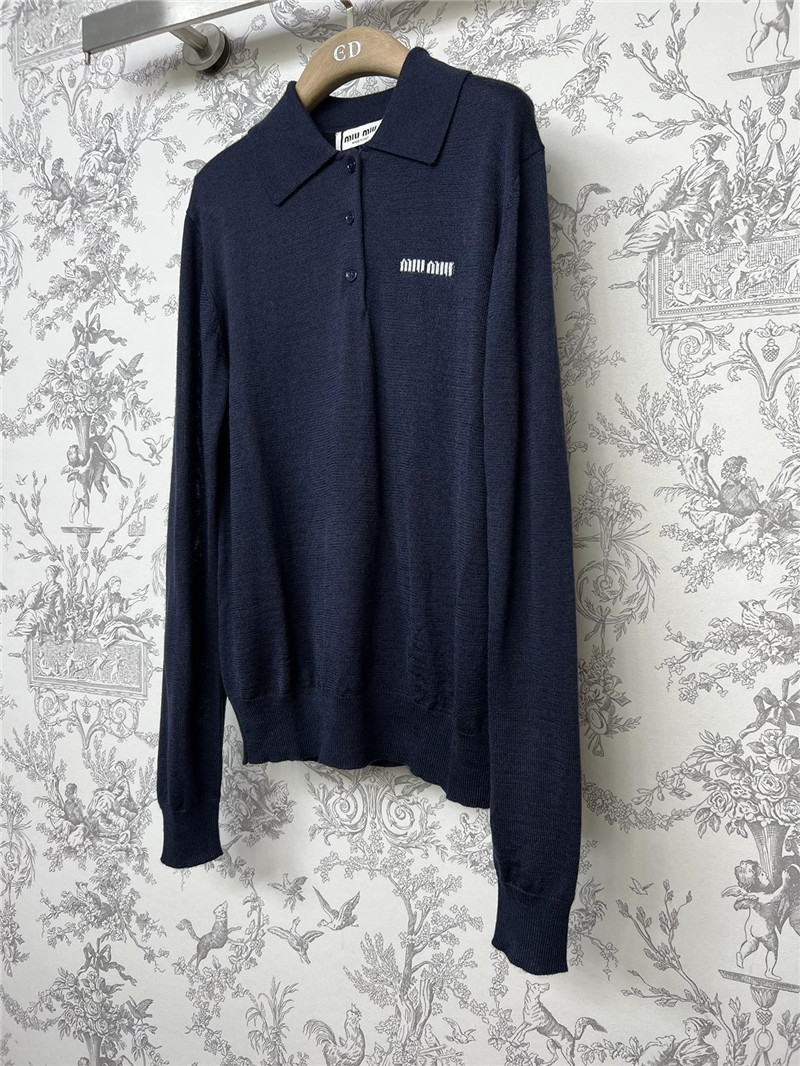 miumiu new Polo collar knitted long sleeves