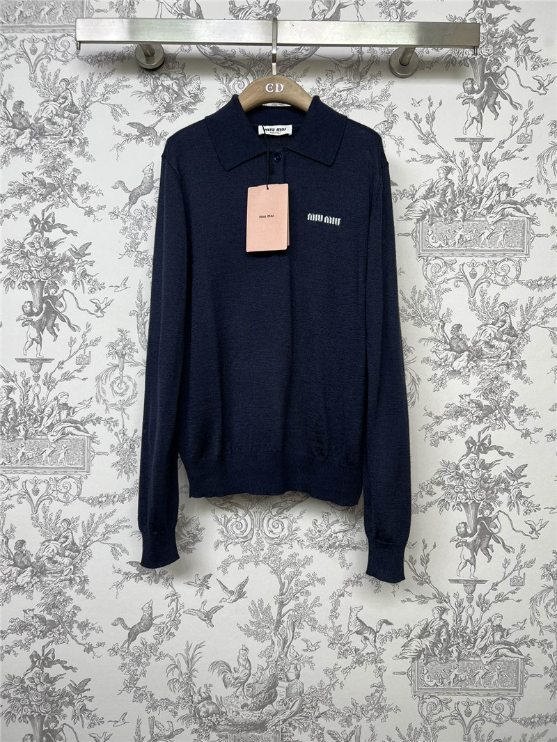 miumiu new Polo collar knitted long sleeves