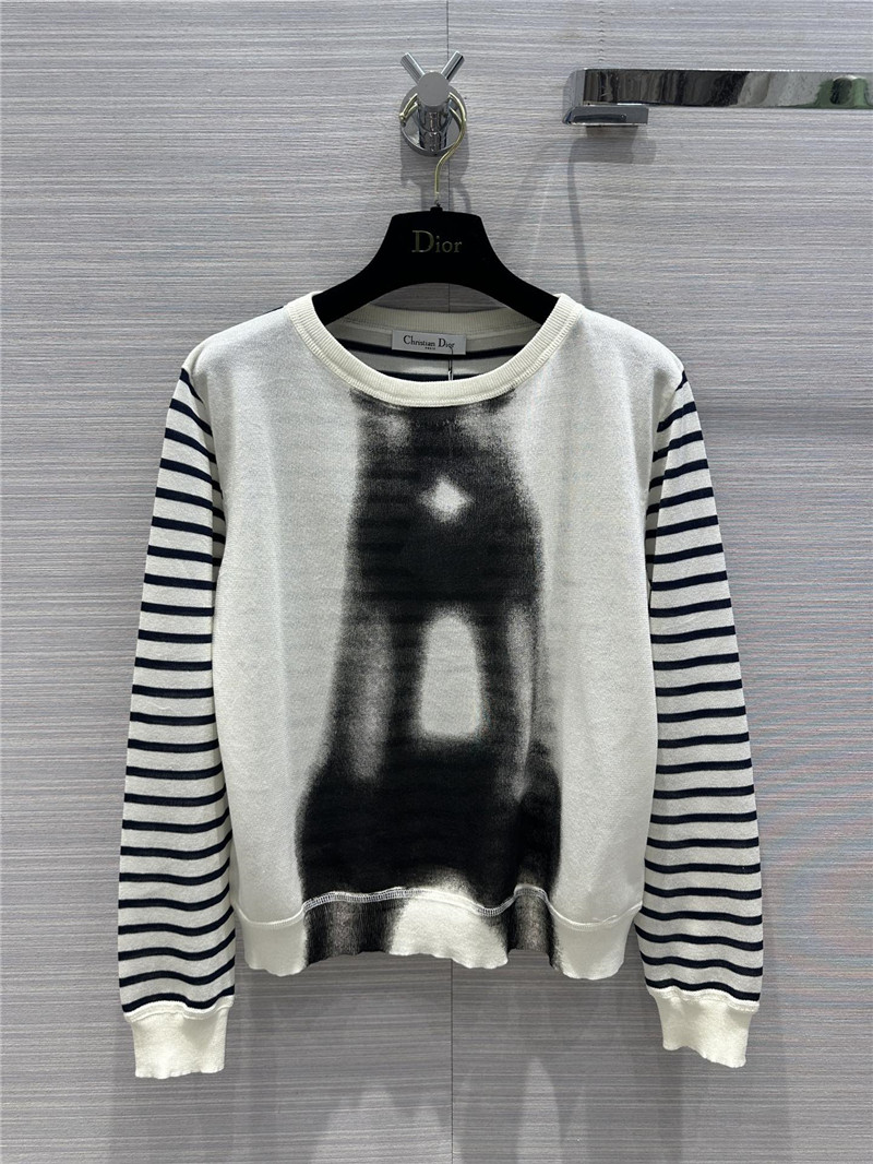 dior navy Eiffel Tower tie-dye printed linen sweater