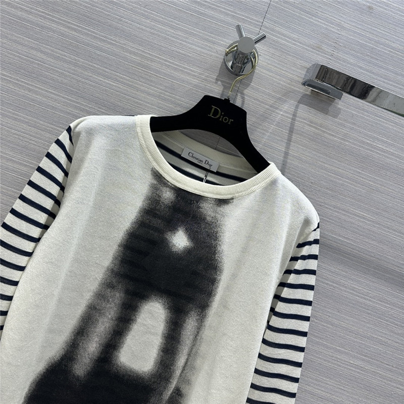 D10r navy eiffel tower tie-dye printed linen sweater