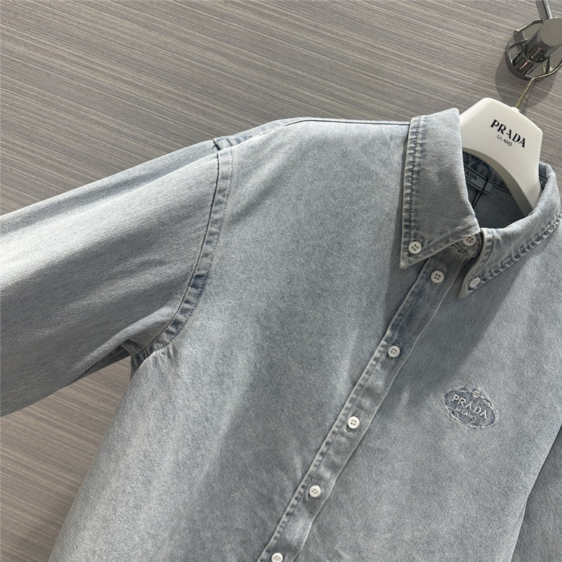Pra*a vintage enzyme washed premium denim shirt