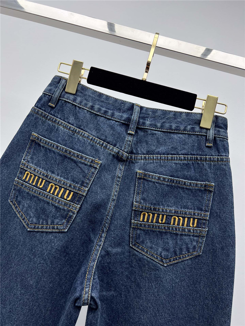 M1um1u metal letter logo wide leg pants