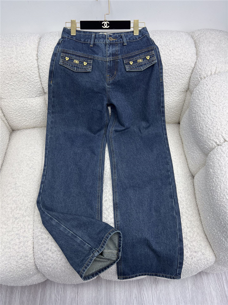 M1um1u metal letter logo wide leg pants