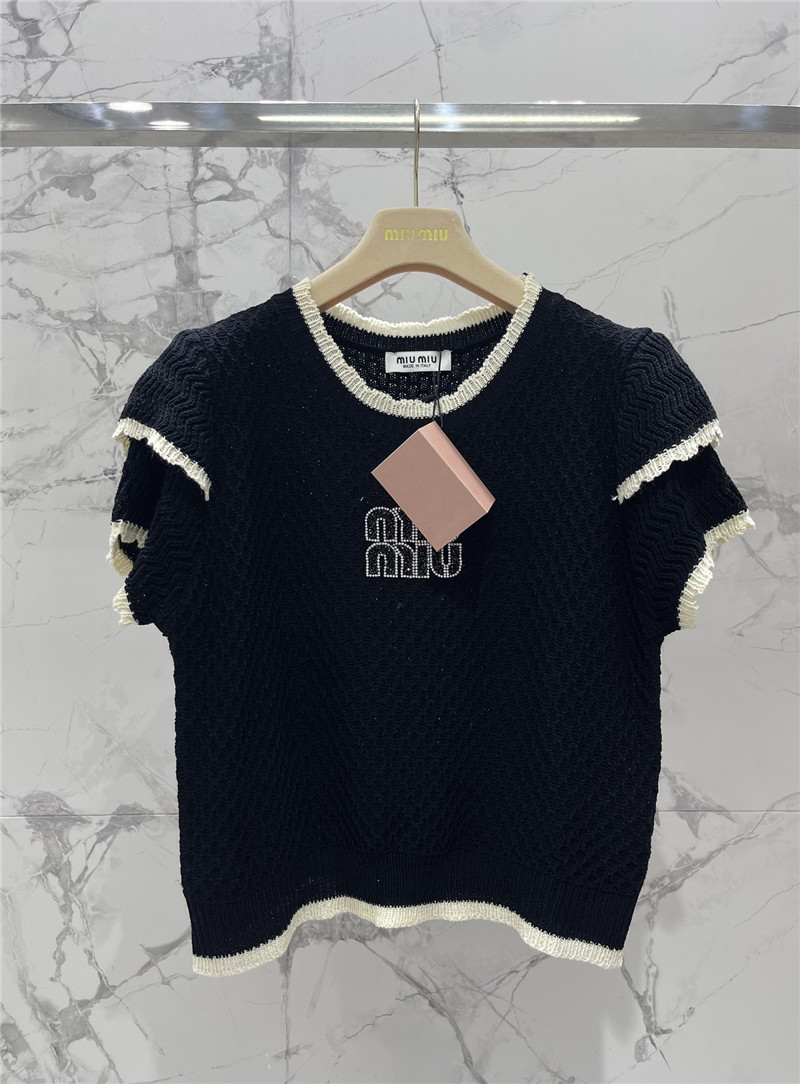 miumiu hot rhinestone cake sleeve sweater