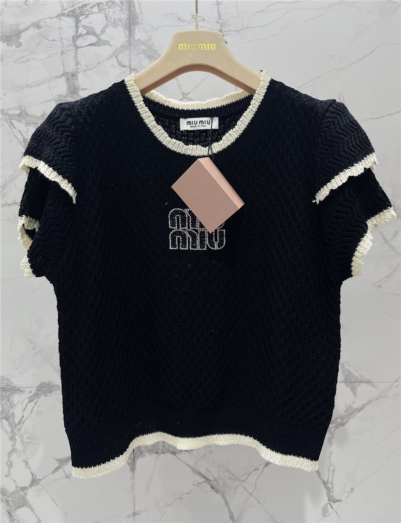 M1um1u hot rhinestone cake sleeve sweater