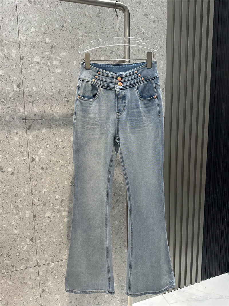 Chanel high elastic two button retro spicy jeans