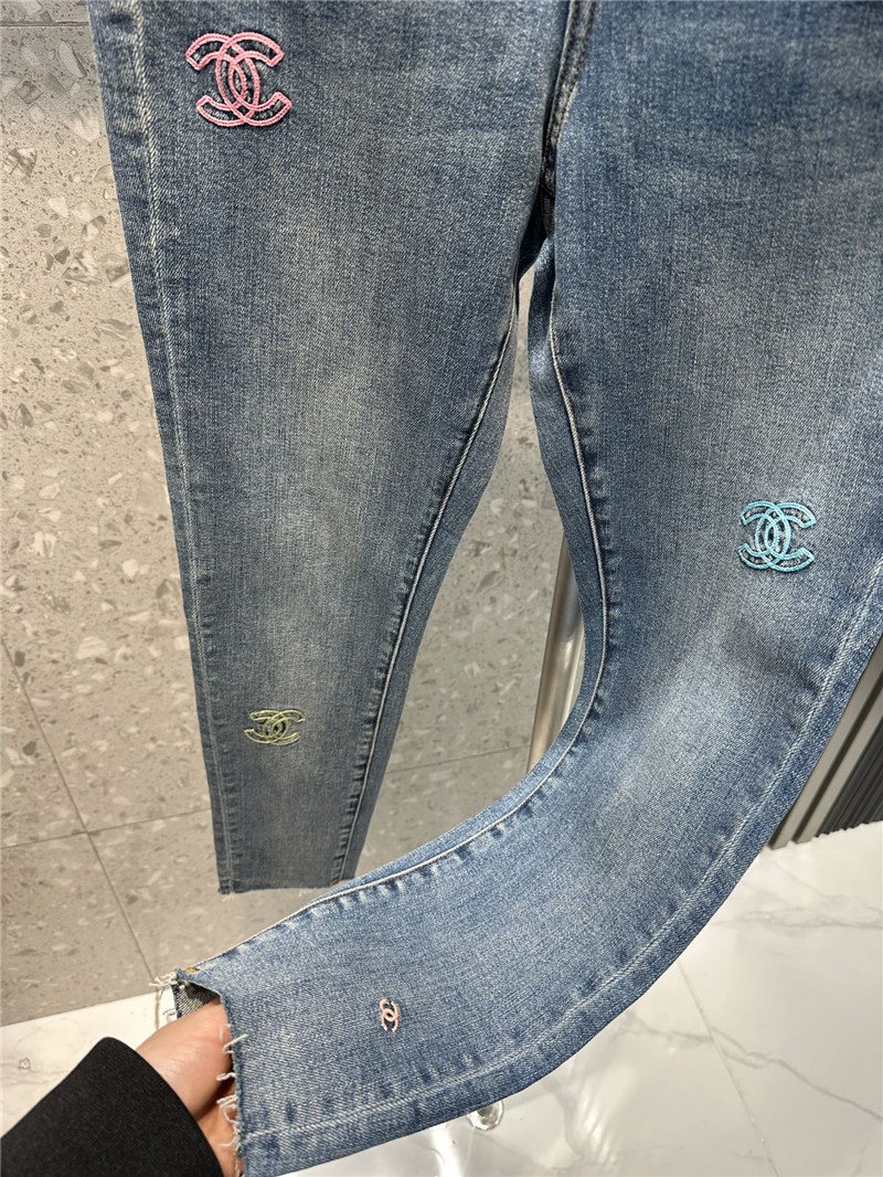 Ch**el new embroidered double c slim jeans