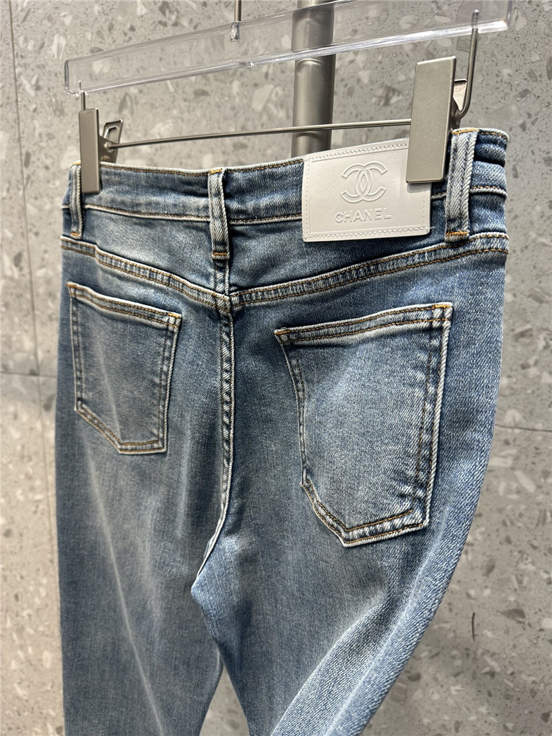 Ch**el new embroidered double c slim jeans