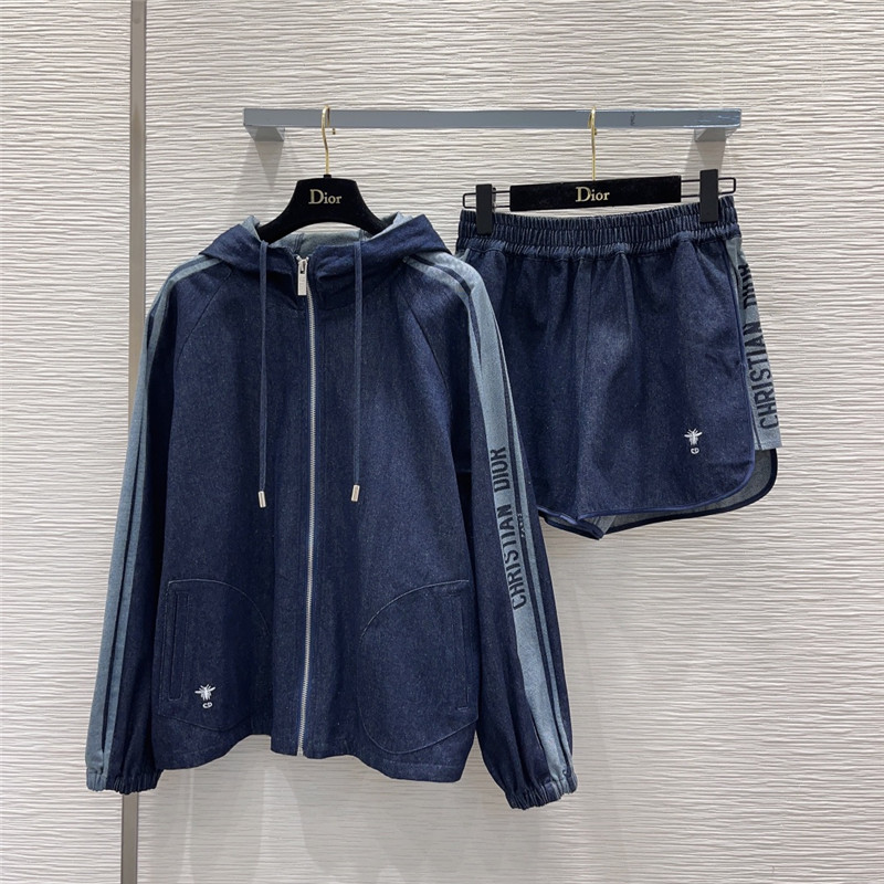 D10r retro denim hooded sweatshirt + shorts set