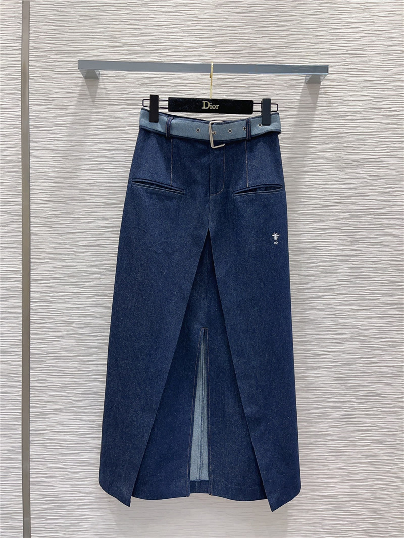 dior retro denim multi-layer skirt