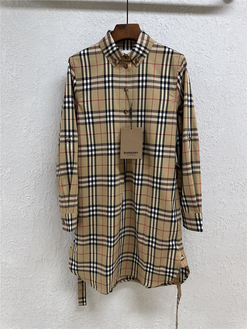 Bv*b*rry checked cotton tie-waist shirt dress
