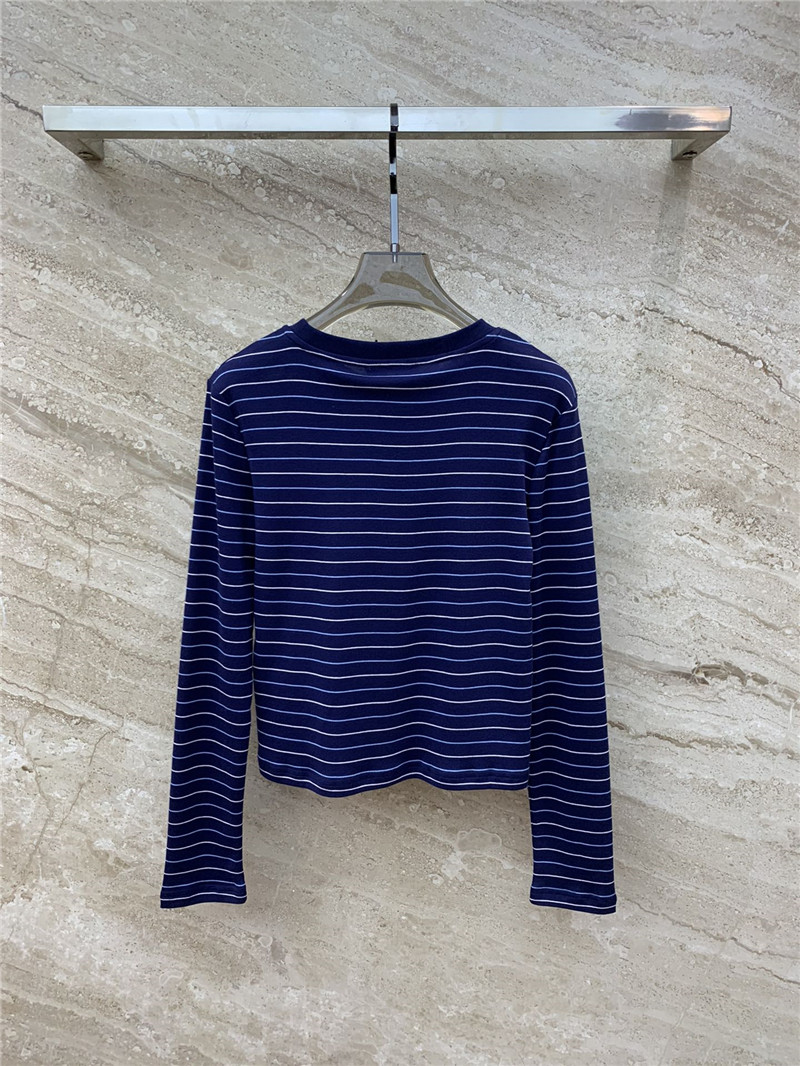 miumiu striped contrast print long-sleeved T-shirt