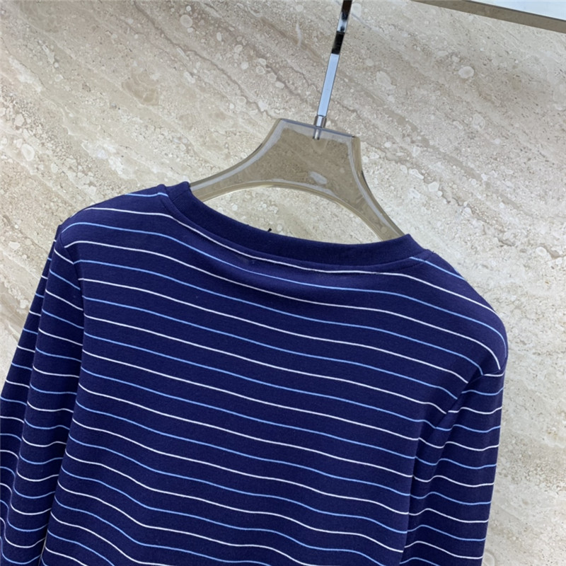miumiu striped contrast print long-sleeved T-shirt