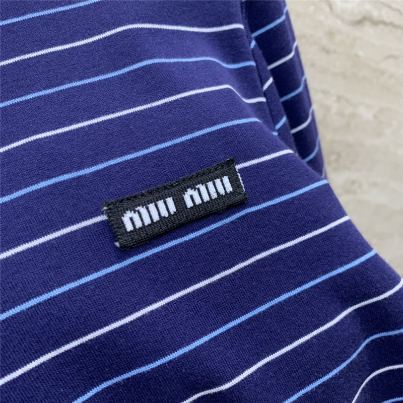 miumiu striped contrast print long-sleeved T-shirt