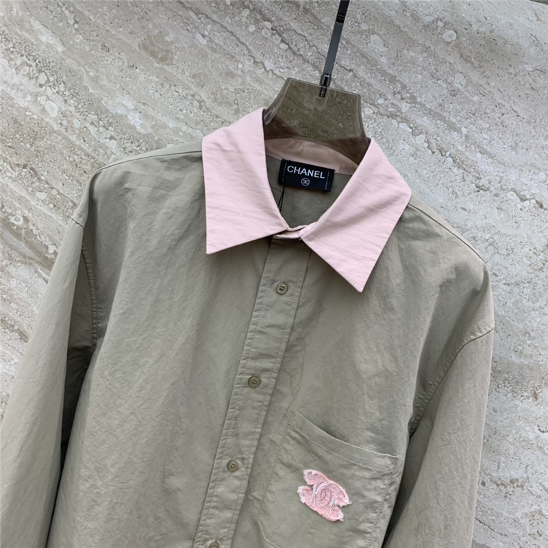 Ch**el medieval letter logo patchwork contrast collar shirt