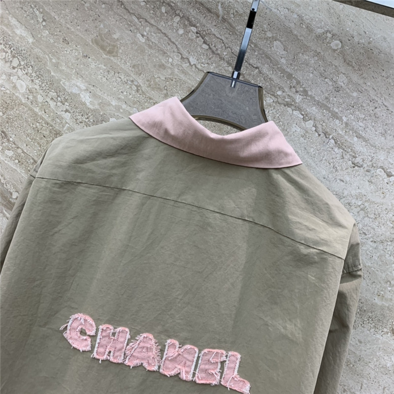 Ch**el medieval letter logo patchwork contrast collar shirt