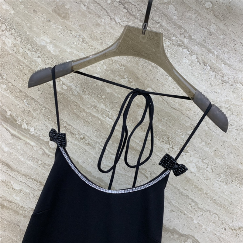 M1um1u bow handmade beaded mesh halterneck dress