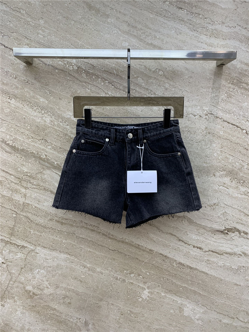 alexander wang embossed lettering denim shorts