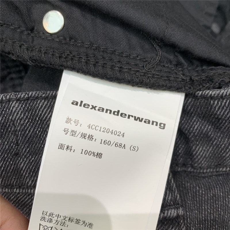 A1exa*der wang embossed lettering denim shorts