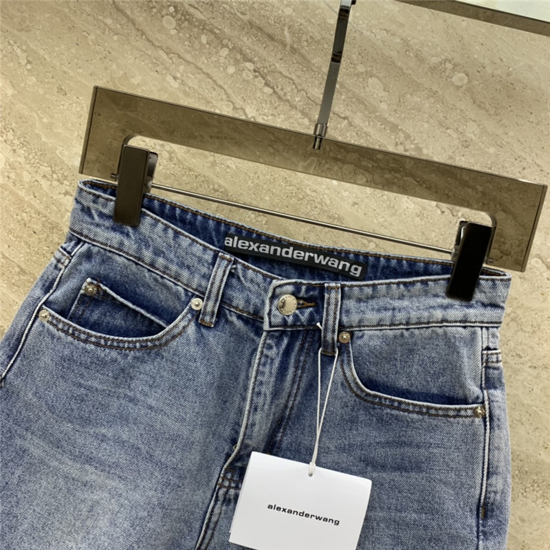 alexander wang embossed lettering denim shorts