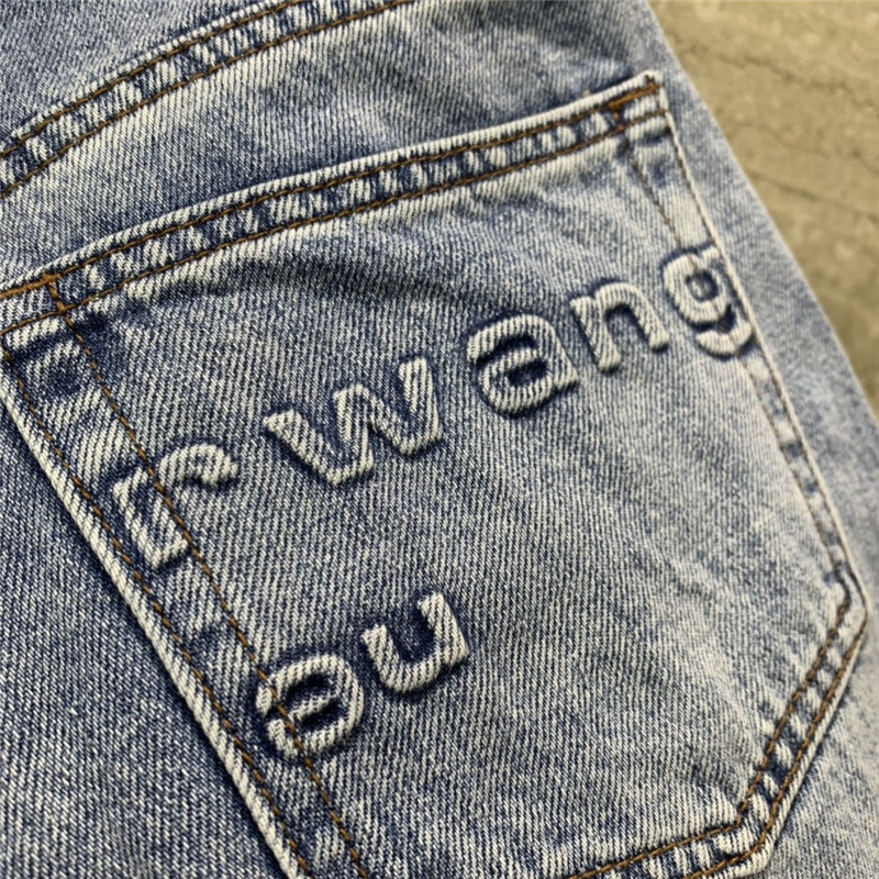 alexander wang embossed lettering denim shorts