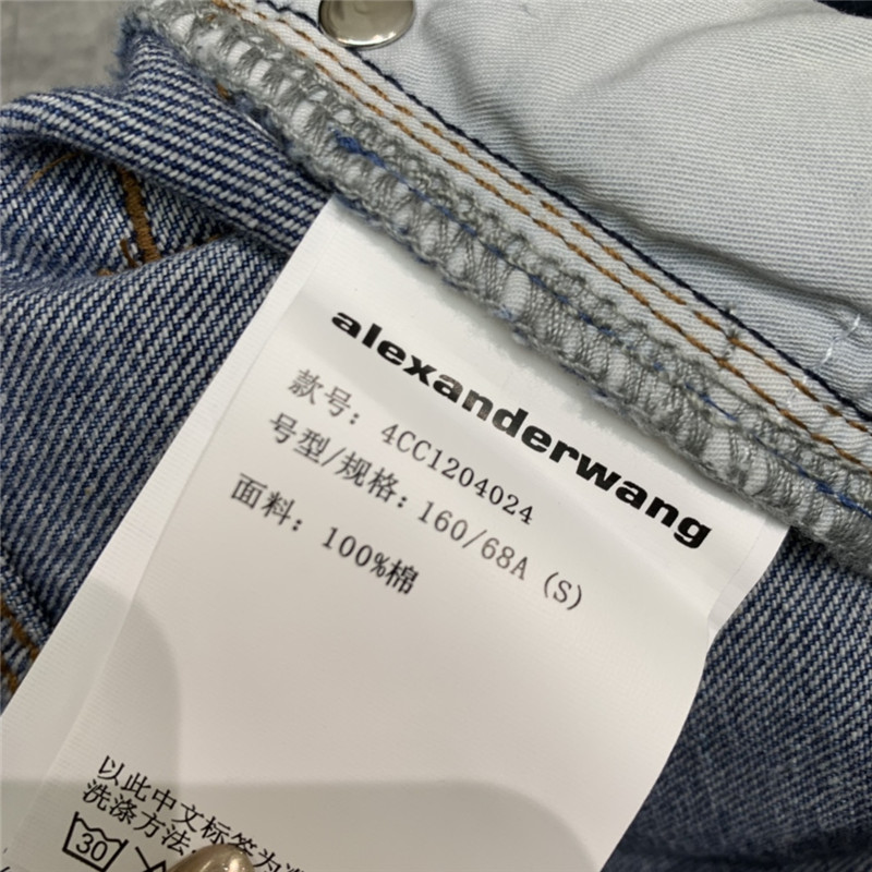 alexander wang embossed lettering denim shorts