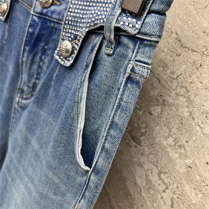 M1um1u cuffed rhinestone bootcut jeans