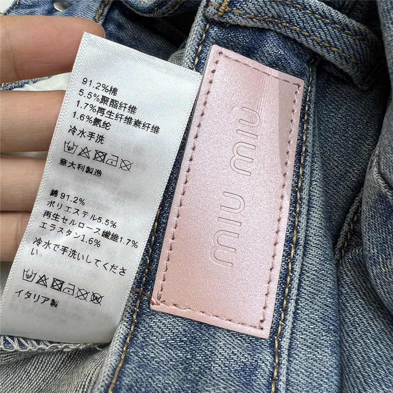 M1um1u cuffed rhinestone bootcut jeans