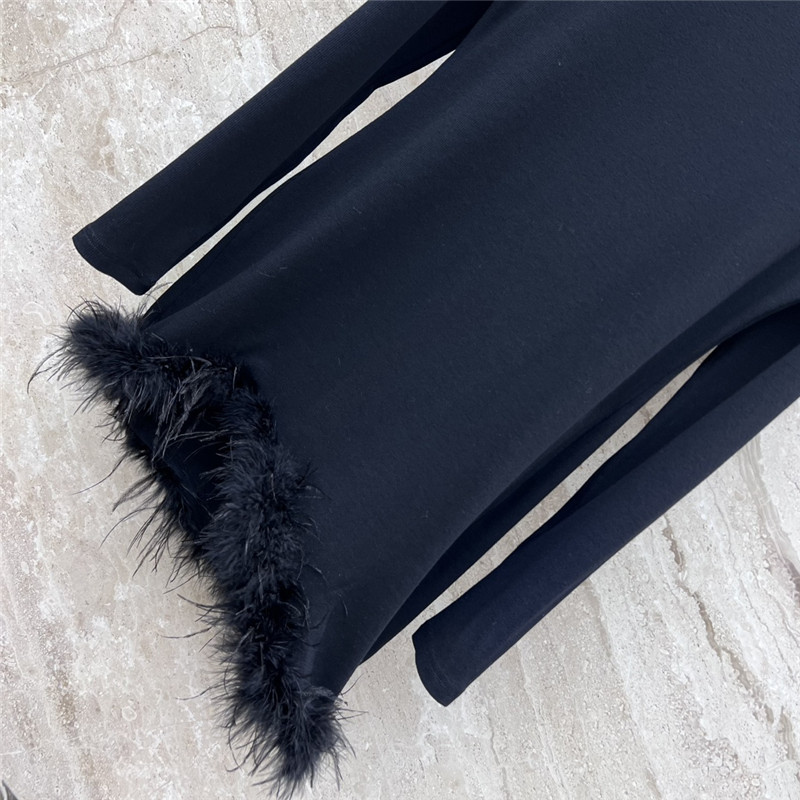 M1um1u fringed patchwork black dress