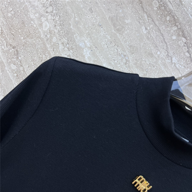 M1um1u fringed patchwork black dress