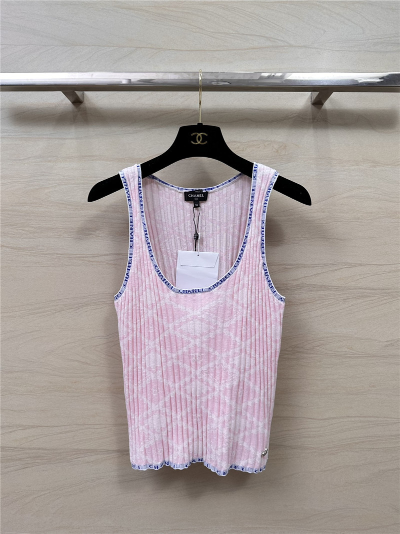 Chanel letter crochet contrasting vest top