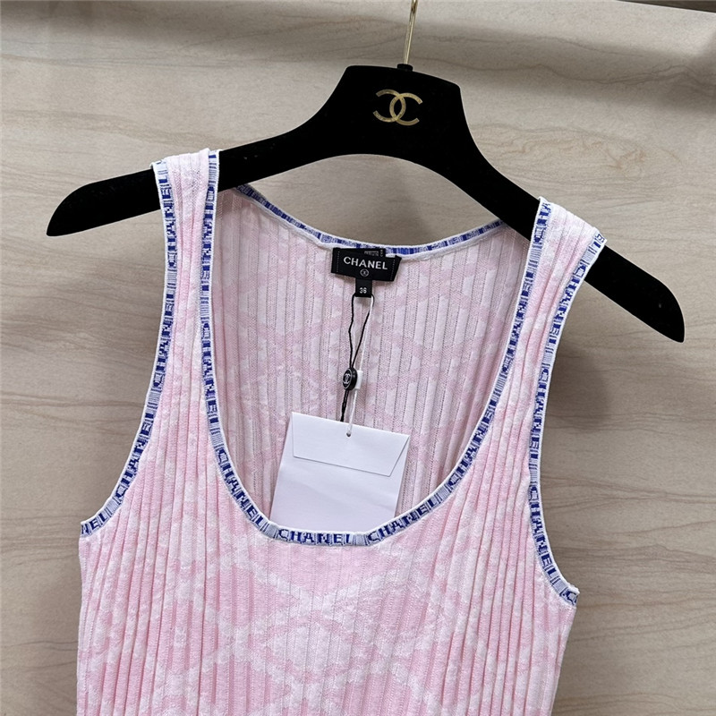 Chanel letter crochet contrasting vest top