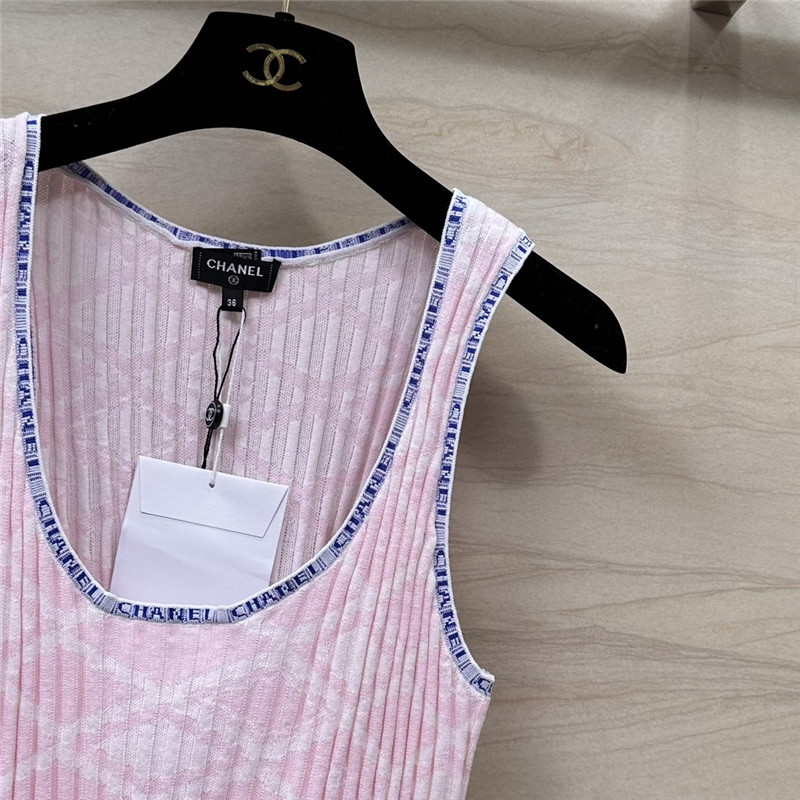 Chanel letter crochet contrasting vest top