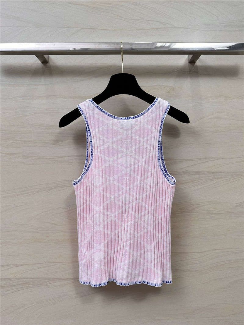 Chanel letter crochet contrasting vest top