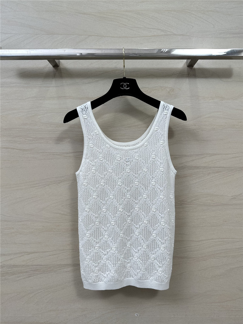 Chanel hollow crochet knitted vest top