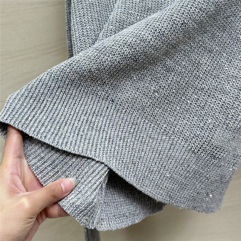 BC Sequin Linen V-neck Sweater Grey