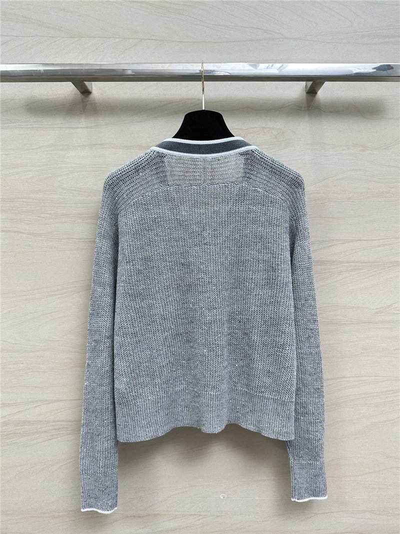 BC Sequin Linen V-neck Sweater Grey