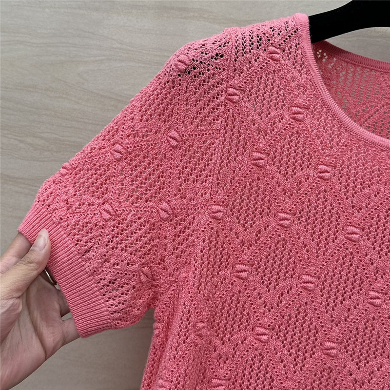 Ch**el pink short sleeve crew neck top