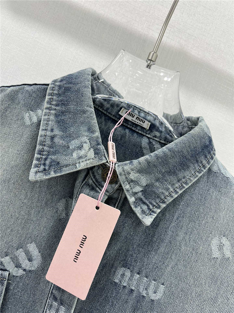 miumiu letter jacquard denim shirt