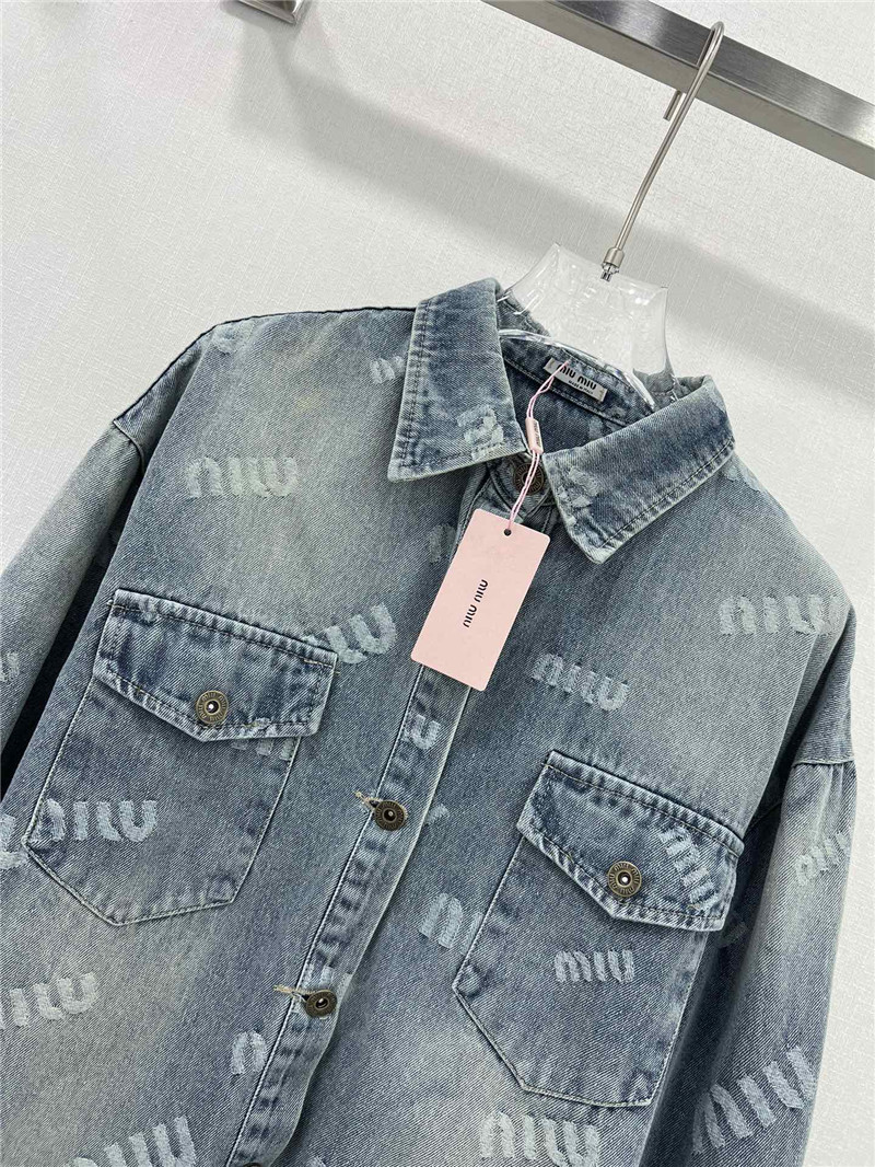 miumiu letter jacquard denim shirt