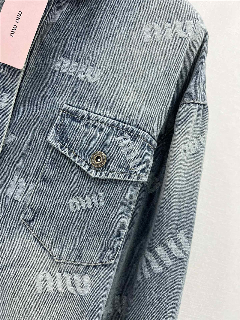 miumiu letter jacquard denim shirt